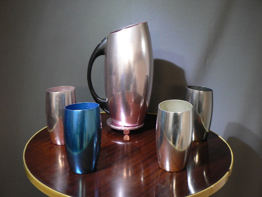 jarra y vasos aluminio