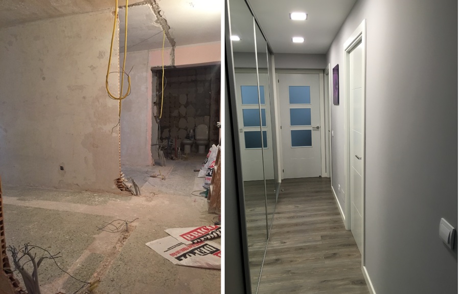 Pasillo central con formación de armario empotrado