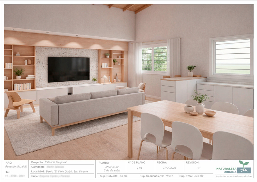 Render interior — atmósfera y materiales.