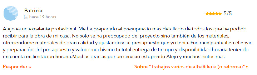 Reseña de la cliente. Nuestra recomepnsa!