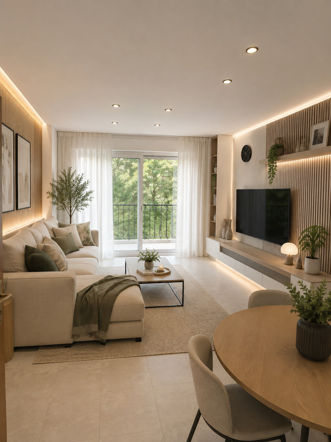Salón finalizado con el toque de interiorismo por parte del cliente