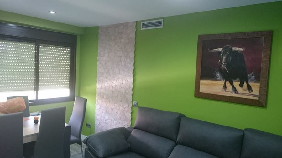 Salon reformado color verde