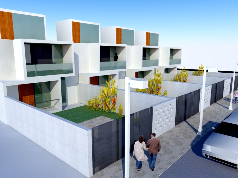 Vivienda prefabricada en HILERA. ACCESO