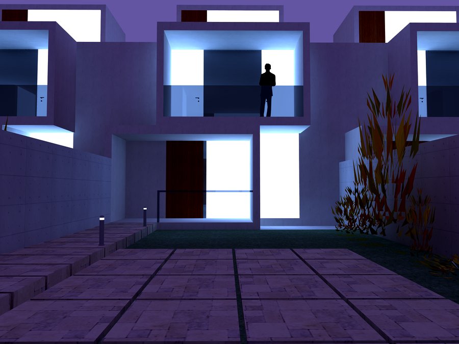 Vivienda prefabricada en HILERA. ENTRADA