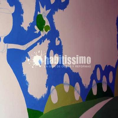 Mural infantil princesa y sapo