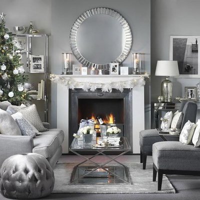 salón plateado navideño