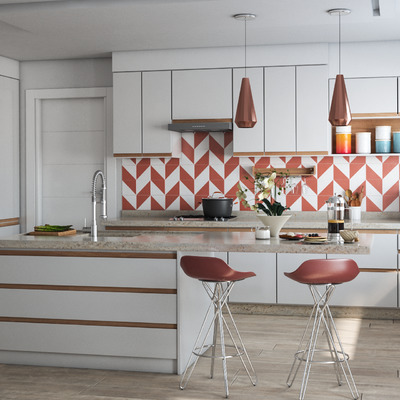 Cocina con azulejos pintados
