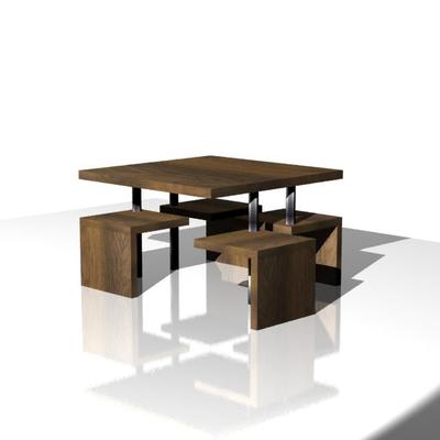 Diseño de mesa con 4 sillas integradas