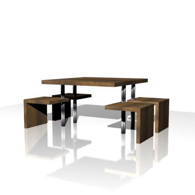 Diseño de mesa con 4 sillas integradas