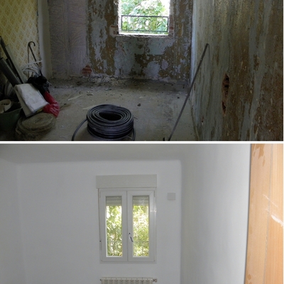 Dormitorio antes y después.
