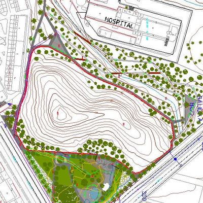 Encaje de proyecto de un parque sobre topográfico