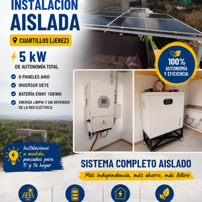 Instalación Fotovoltaica Aislada en Cuartillos (Jerez): 5 kW Autonomía + Batería Eway 10kWh | Sevisolar