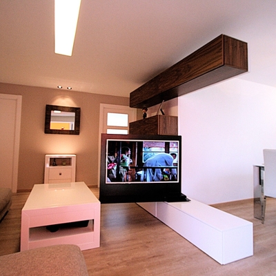 Mueble rotativo TV. Vista desde laTerraza
