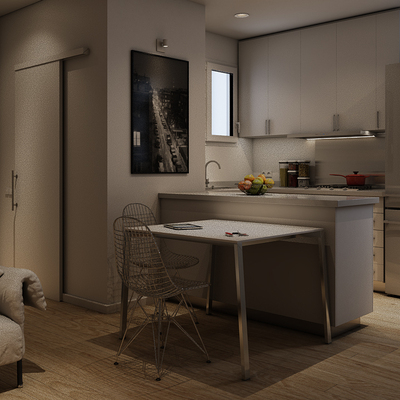 Salón/comedor con cocina integrada.