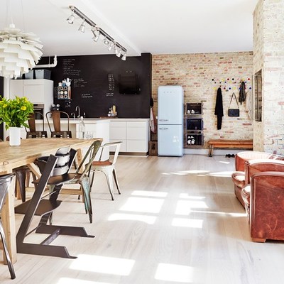 Salón comedor de estilo rústico