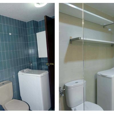 Vista del baño antes y después de la reforma