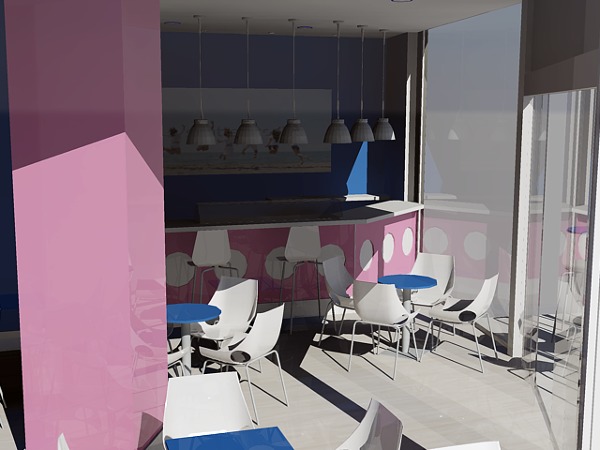 Estudio de nueva cafeteria (vista interior)