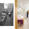 Baño principal, antes y después.