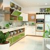 Cocina verde y blanca