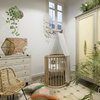 Dormitorio infantil ecléctico con muebles restaurados
