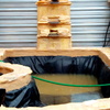 Estanque con fuente de tres alturas
