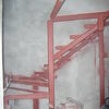 Estructura metálica de escalera, en proceso.