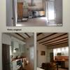 Fotos comparativas del área cocina-comedor