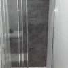 Mampara puerta corredera cristal antical acabado cromado