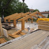 montaje de estructura de madera laminada