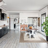 Planta baja con salón, comedor, aseo, hall y cocina