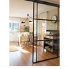 Puerta corredera salon cristal y hierro negro