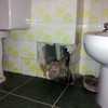 Reparación de un agujero en subida de agua rellenar y pegar azulejos
