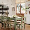 Conjunto mesa y 4 sillas de madera verde, estilo provenzal