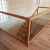 Barandilla escalera madera cristal transparente similar a la foto