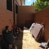 Solar patio con hormigon impreso y hacer casa de herramientas