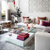 Mueble blanco bajo mesa cristal