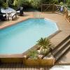 Piscina madera semienterrada, con plataforma tb en madera