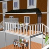Pergola de madera con terraza superior para patio